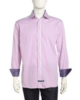 Long Sleeve Stripe Twill Dress Shirt, Pink