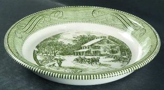 Royal (USA) Currier & Ives Green Pie Serving Plate, Fine China Dinnerware   Gree