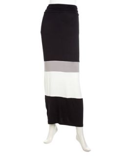 Color Blocked Maxi Skirt, Black/Grey/White