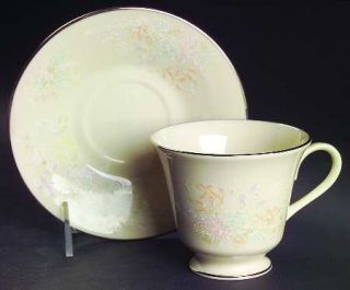 Lenox China April Footed Cup & Saucer Set, Fine China Dinnerware   Pastel Flower