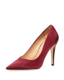Betty Suede Combo Pointy Toe Pump, Deep Cherry
