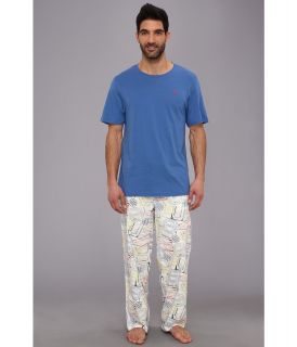 Tommy Bahama Island Washed Cotton S/S Lounge Pajama Set Mens Pajama Sets (Blue)