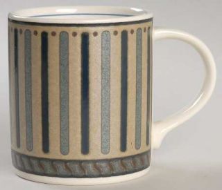 Mikasa Indigo Accent Jumbo Mug, Fine China Dinnerware   Intaglio,Black,Gray Stri