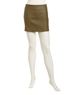 Aly Leather Miniskirt, Deep Ivy