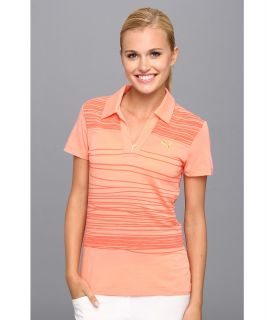 PUMA Golf Line Print Polo Womens Short Sleeve Pullover (Orange)